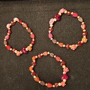 Hearts Blossom Beaded Bracelet Trio